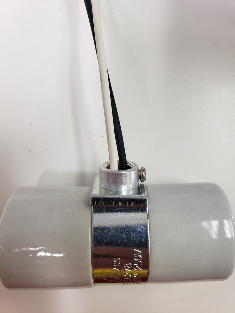 ADL D121 Medium Base Glazed Porcelain Twin Socket w/Single Outlet Bushing & Wire Leads