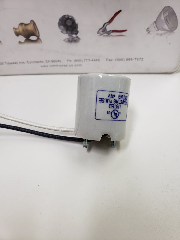 ADL D2609 Medium Base Glazed Porcelain Socket, 4kV Pulse Rated