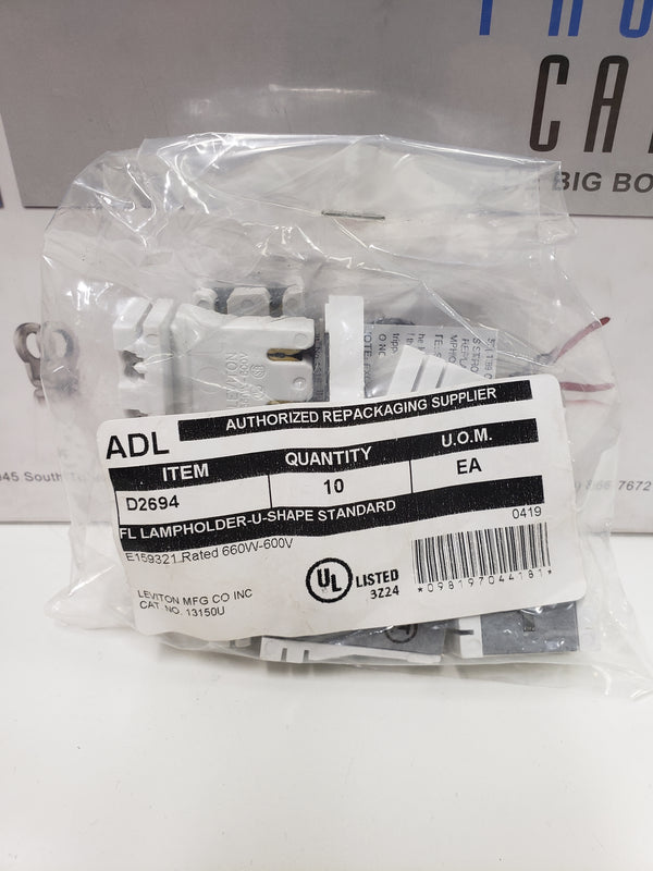 ADL D2694 Slide-On Self-Aligning Lamp Socket for U-Shaped Fluorescent Lamps, Non-Shunted