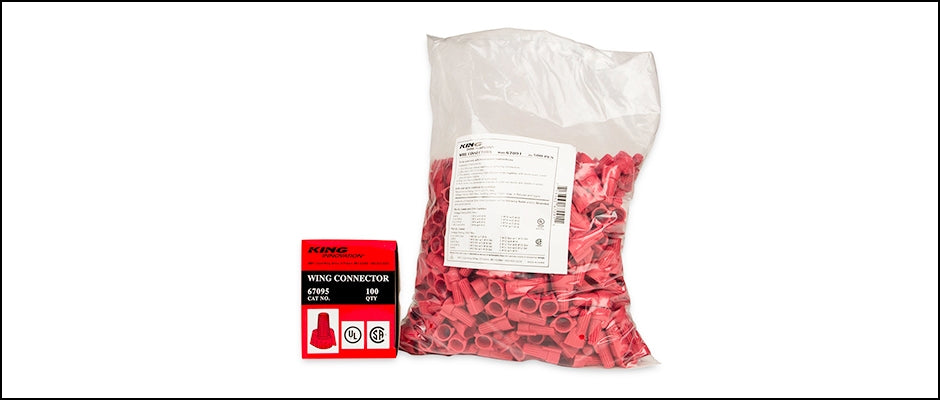 KING INNOVATION 67095 Red Wing Wire Connector, Box of 100