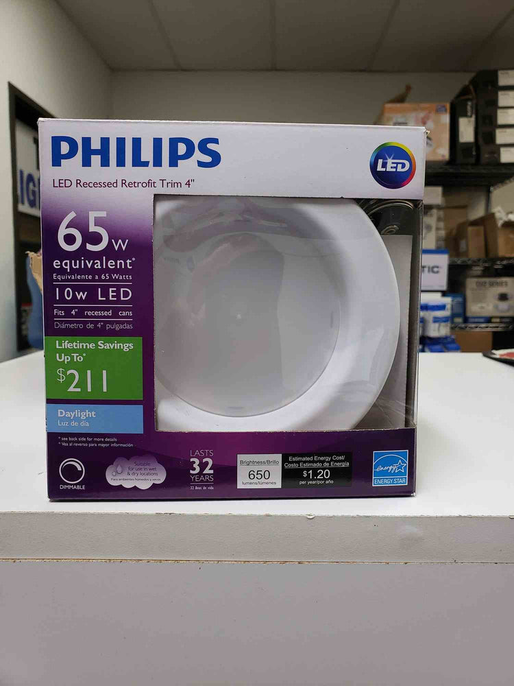 PHILIPS LIGHTING 59248 4" Round LED 5000K 650L Recessed Retrofit w/White Smooth Trim