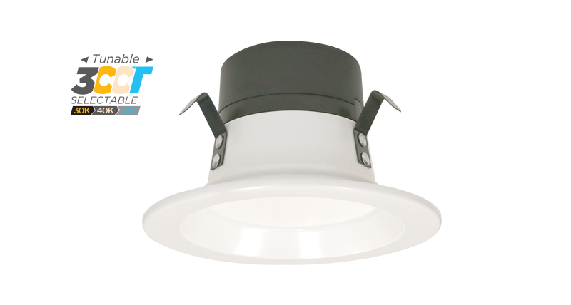 PORTOR LIGHTING DLR-4I/8W 4" Round LED 700L Recessed Retrofit w/White Baffle Trim & 3-Color CCT