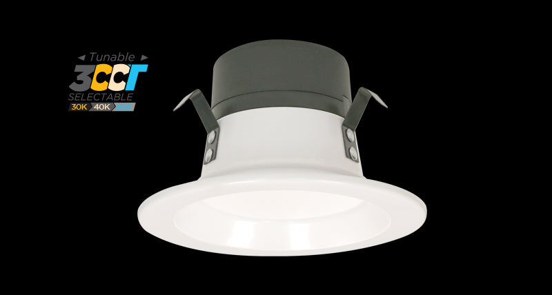 PORTOR LIGHTING DLR-4I/8W 4" Round LED 700L Recessed Retrofit w/White Baffle Trim & 3-Color CCT