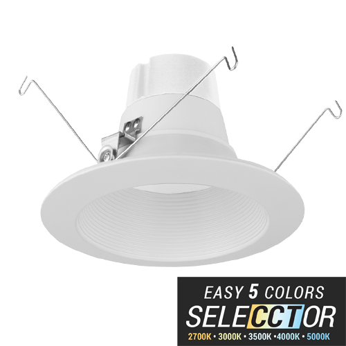 ELITE LIGHTING REL637 950L 5"/6" Round LED ECONOMY Recessed Retrofit w/White Baffle Trim & Field Selectable CCT
