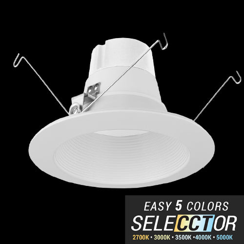 ELITE LIGHTING REL637 950L 5"/6" Round LED ECONOMY Recessed Retrofit w/White Baffle Trim & Field Selectable CCT