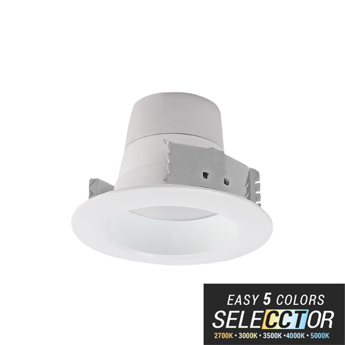 ELITE LIGHTING RL428 4" Round 700L LED Recessed Retrofit w/White Reflector Trim & Field Selectable CCT