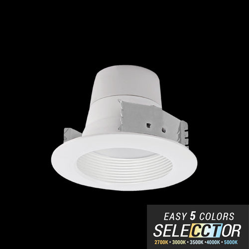 ELITE LIGHTING RL431 4" Round LED 700L Recessed Retrofit w/White Baffle Trim & Field Selectable CCT