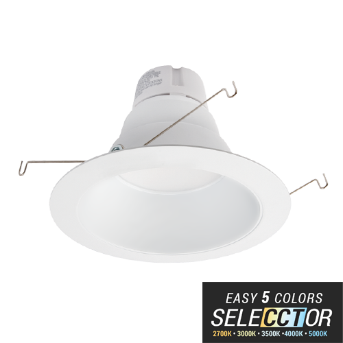 ELITE LIGHTING RL628 950L 6" Round LED Recessed Retrofit w/White Reflector Trim & Field Selectable CCT