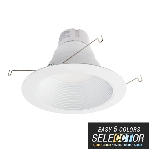 ELITE LIGHTING RL631 950L 6" Round LED Recessed Retrofit w/White Baffle Trim & Field Selectable CCT