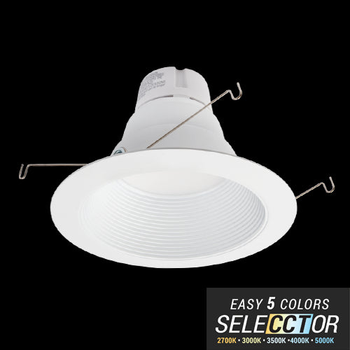 ELITE LIGHTING RL631 950L 6" Round LED Recessed Retrofit w/White Baffle Trim & Field Selectable CCT