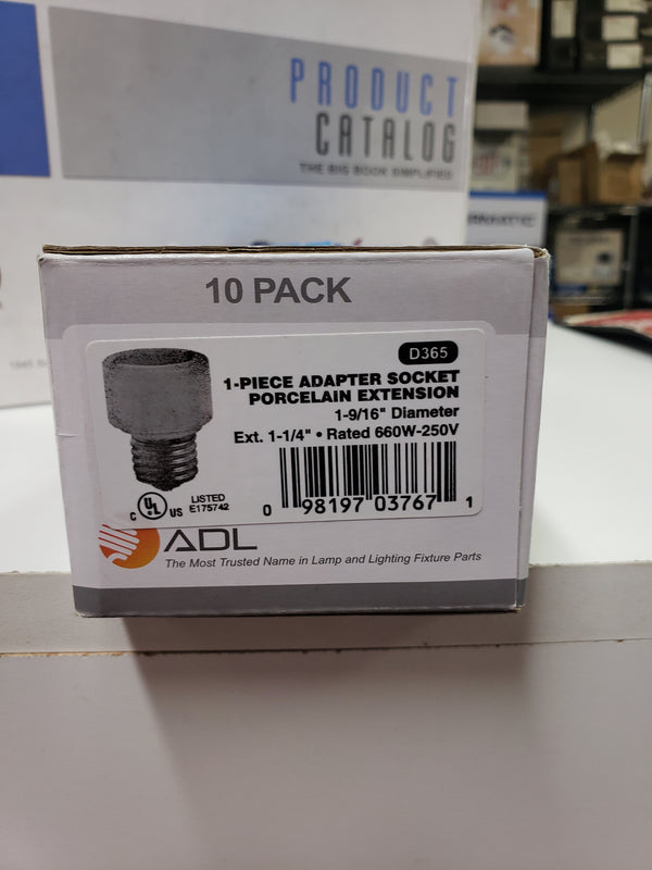 ADL D365 Medium to Medium 1-Piece Adapter Socket, Porcelain