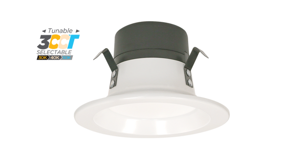 PORTOR LIGHTING DLR-4I/8W 4" Round LED 700L Recessed Retrofit w/White Baffle Trim & 3-Color CCT
