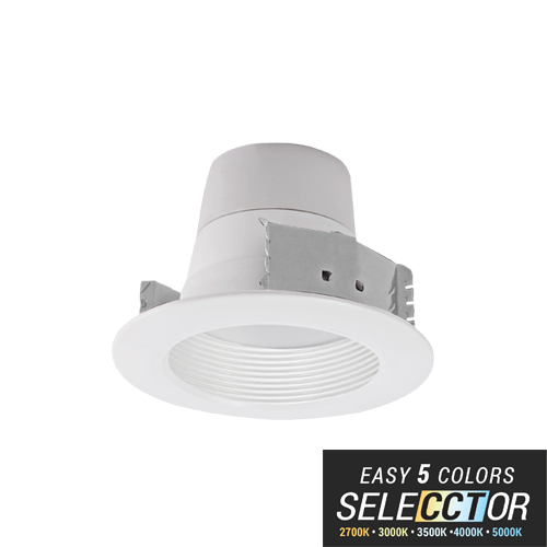 ELITE LIGHTING RL431 4" Round LED 700L Recessed Retrofit w/White Baffle Trim & Field Selectable CCT